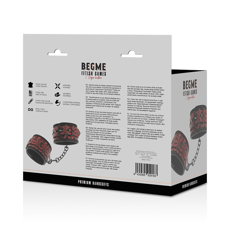 BEGME - MENOTTES PREMIUM ÉDITION ROUGE AVEC DOUBLURE NÉOPRÈNE