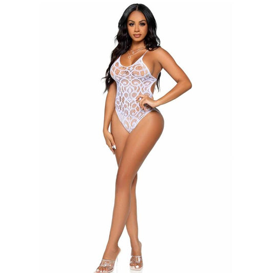LEG AVENUE - OURSON EN DENTELLE COULISSANTE SANS COUTURE BLANC