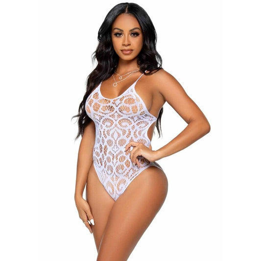 LEG AVENUE - OURSON EN DENTELLE COULISSANTE SANS COUTURE BLANC