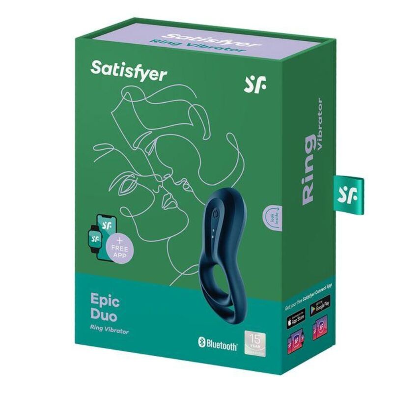 SATISFYER - APPLICATION VIBRATEUR À ANNEAU BLEU EPIC DUO