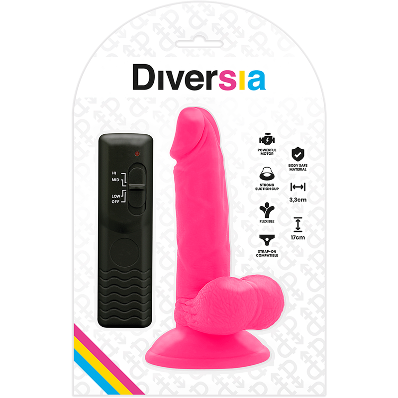 DIVERSIA - GODE VIBRANT FLEXIBLE ROSE 17 CM -OU- 3,3 CM