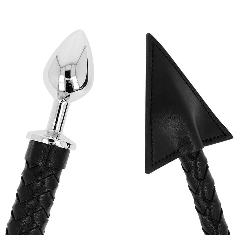 BOUCHON DE QUEUE DU DIABLE OHMAMA FETISH EN CUIR ET MÉTAL 7 CM