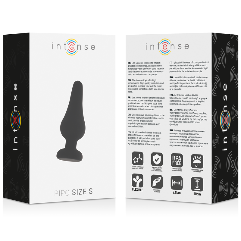 INTENSE - PLUG ANAL EN SILICONE NOIR PIPO S 9,8 CM
