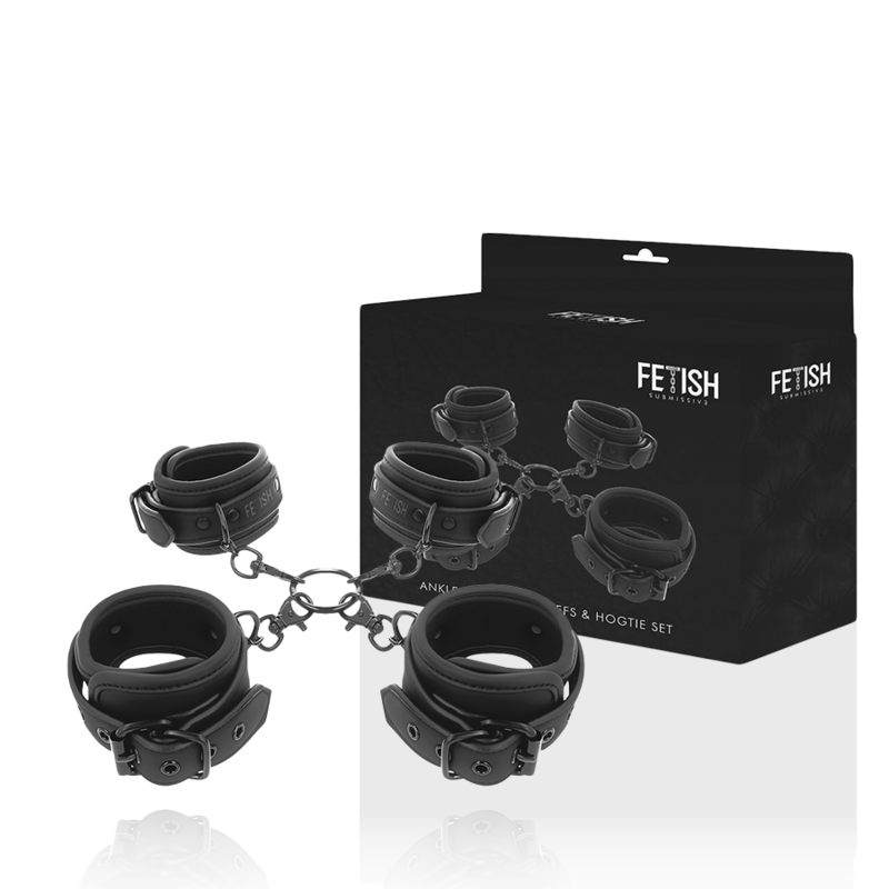 FETISH SOUMISSIVE - ENSEMBLE DE MENOTTES POUR MAINS ET CHEVILLES AVEC DOUBLURE EN NOPRÈNE