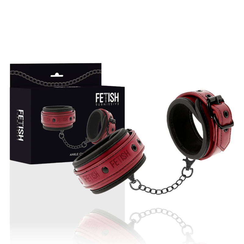 FETISH SOUMISSIVE DARK ROOM - MENOTTES DE CHEVILLE EN CUIR VÉGÉTALIEN AVEC DOUBLURE EN NÉOPRÈNE