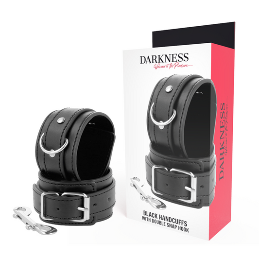 DARKNESS - MENOTTES NOIRES RÉGLABLES AVEC DOUBLE RUBAN DE RENFORT