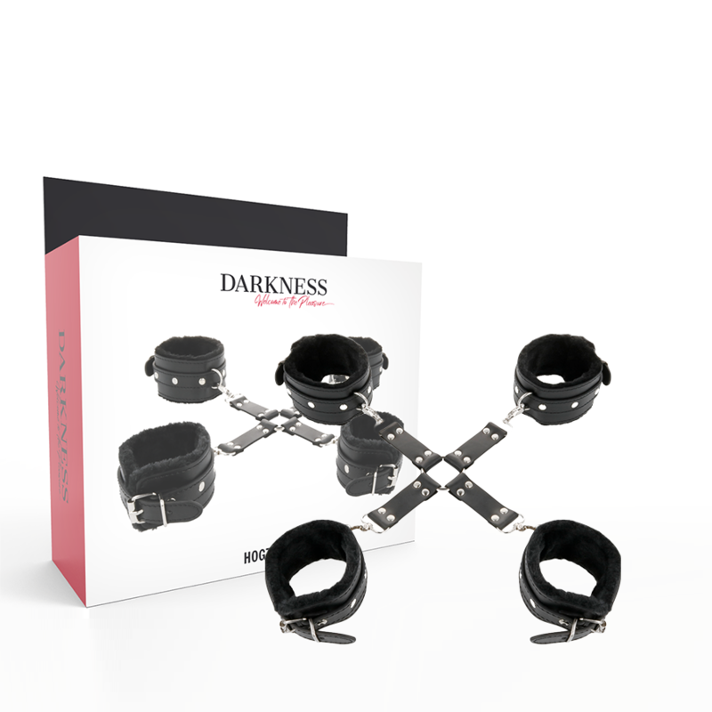 DARKNESS - MENOTTES PIEDS ET MAINS EN CUIR NOIR