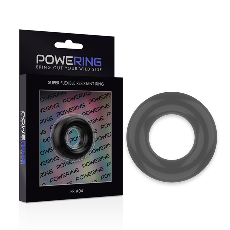 POWERING - ANNEAU PÉNIS SUPER FLEXIBLE ET RÉSISTANT 3,8 CM PR04 NOIR