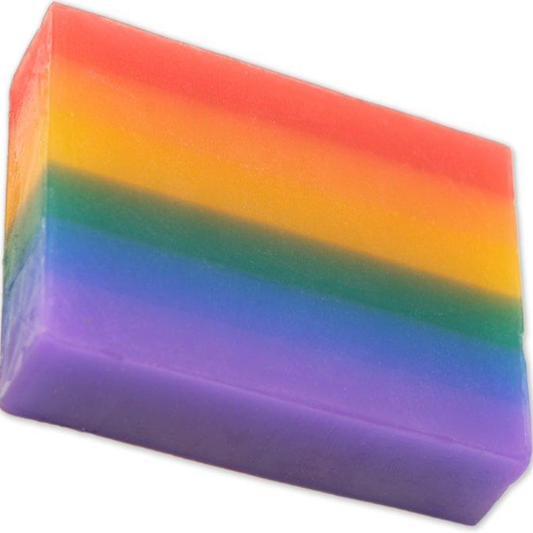 PRIDE - SAVON PARFUMÉ AUX FRUITS BRILLANT AVEC PORTE-SAVON EN CÉRAMIQUE BLANCHE
