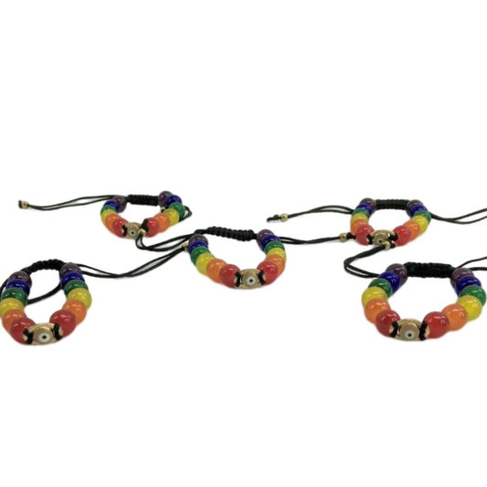 PRIDE - BRACELET AVEC ŒIL TURC ET DRAPEAU LGBT