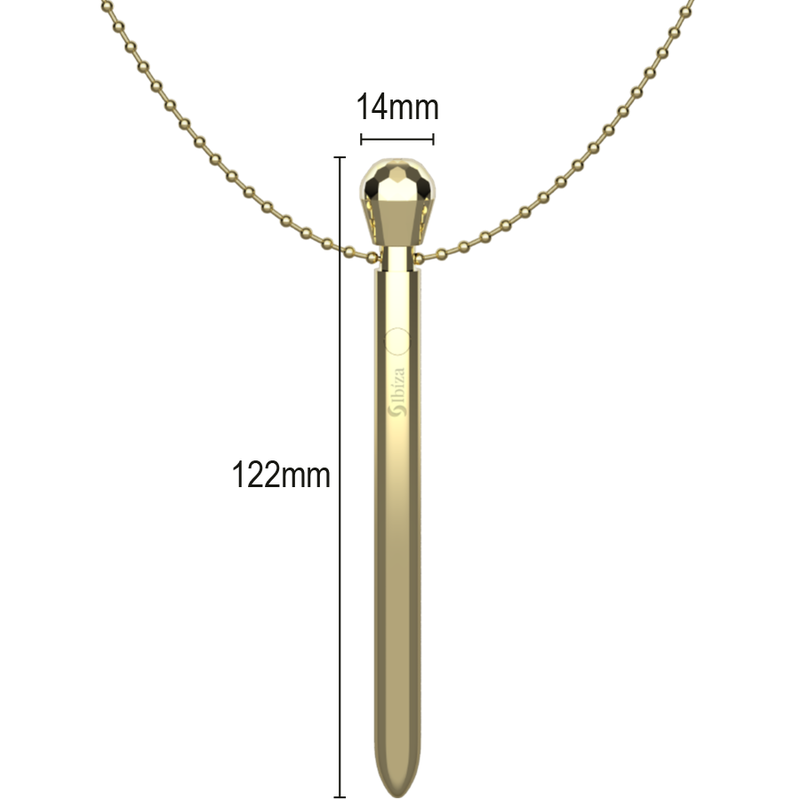 IBIZA - COLLIER STIMULATEUR DE POCHE CLITORIS CHARGEUR USB 12 MODES DE VIBRATION DORÉ 12,2 X 1,5