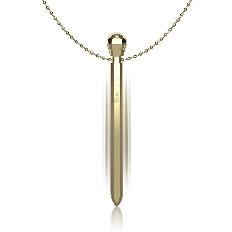 IBIZA - COLLIER STIMULATEUR DE POCHE CLITORIS CHARGEUR USB 12 MODES DE VIBRATION DORÉ 12,2 X 1,5