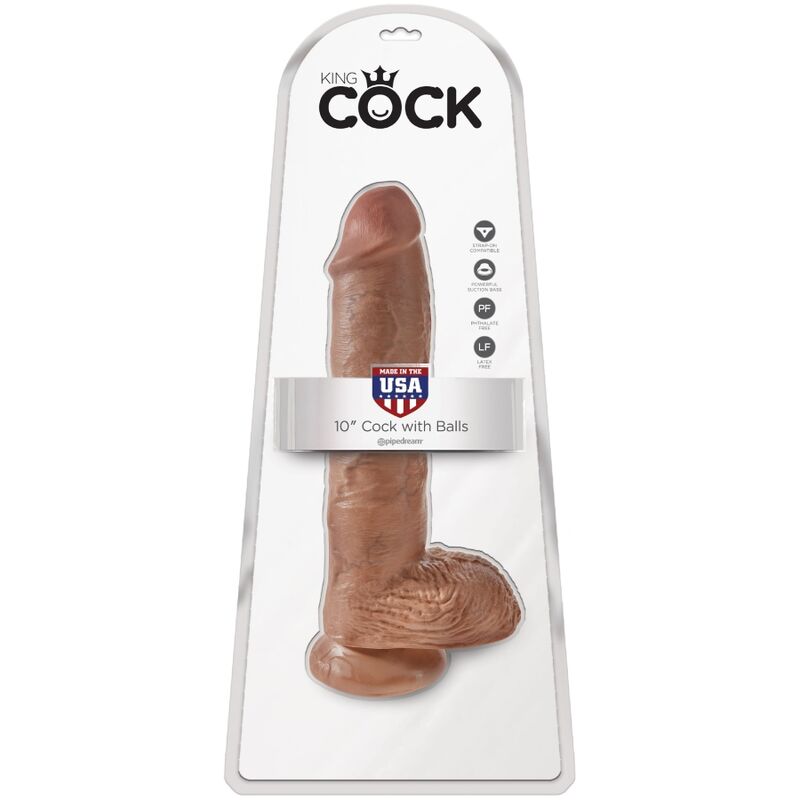 KING COCK - PÉNIS RÉALISTE AVEC BOULES 19,8 CM CARAMEL