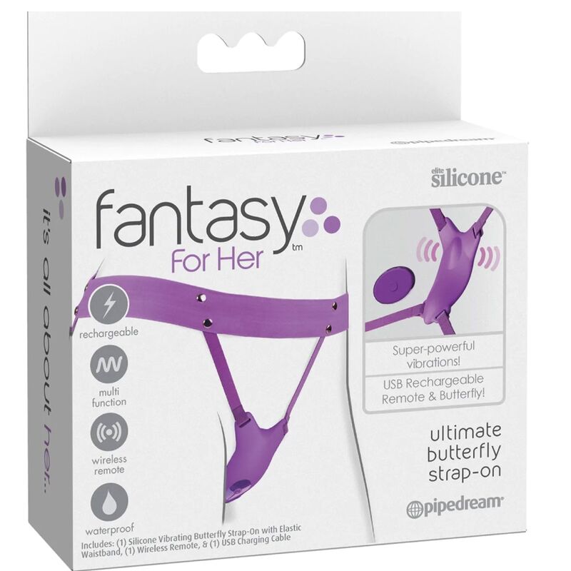 FANTASY FOR HER - HARNAIS AVEC PAPILLON VIBRANT, RECHARGEABLE ET TÉLÉCOMMANDE VIOLET