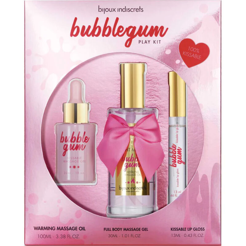 BIJOUX - KIT INDISCRETS BUBBLEGUM PLAY AVEC HUILE GEL ET GLOSS À LÈVRES