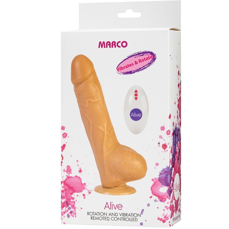 ALIVE - VIBRATEUR ET ROTATEUR DE PÉNIS RÉALISTE À TÉLÉCOMMANDE MARCO 19 CM