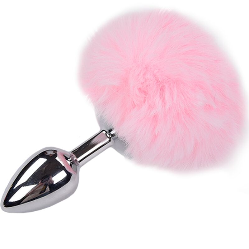 ALIVE - PLUG DE PLAISIR ANAL LISSE MÉTAL ROSE FLUFFY TAILLE L