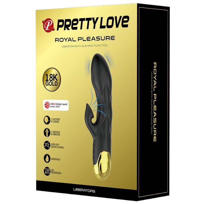 PRETTY LOVE - VIBRATEUR NOIR DE LUXE RECHARGEABLE PLAQUÉ OR