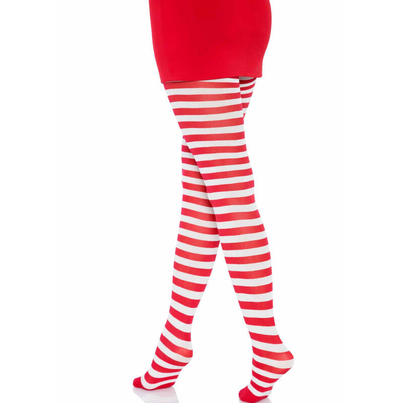 LEG AVENUE - COLLANTS À RAYURES BLANC/ROUGE