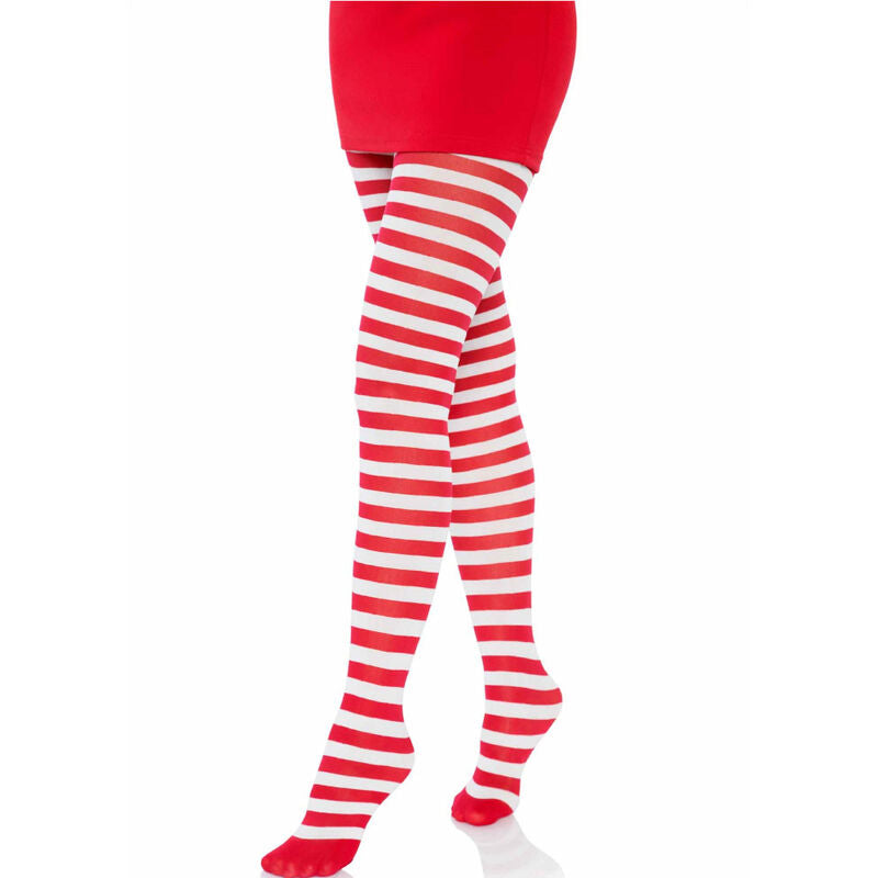 LEG AVENUE - COLLANTS À RAYURES BLANC/ROUGE