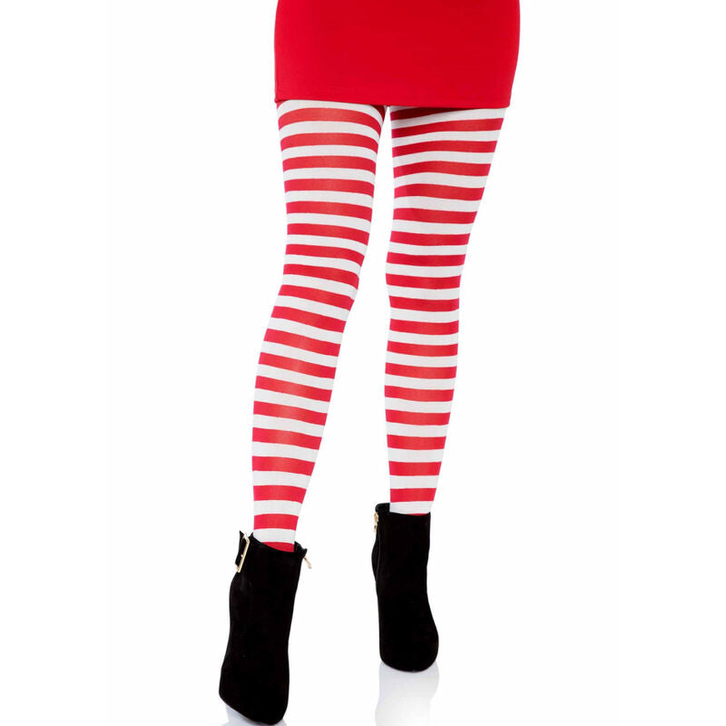 LEG AVENUE - COLLANTS À RAYURES BLANC/ROUGE
