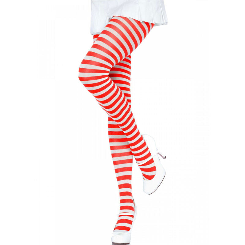 LEG AVENUE - COLLANTS À RAYURES BLANC/ROUGE