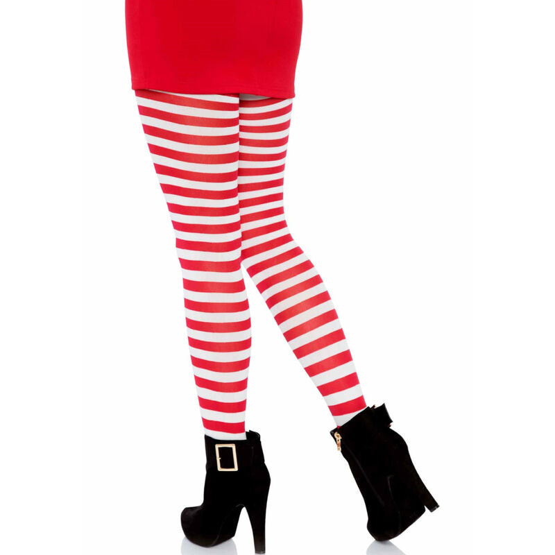LEG AVENUE - COLLANTS À RAYURES BLANC/ROUGE