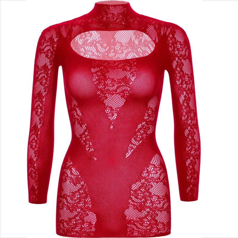 LEG AVENUE - ROBE MINI À MANCHES LONGUES ROUGE AVEC DENTELLE