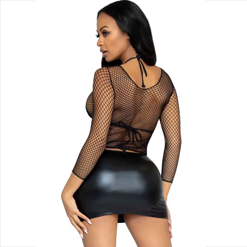 LEG AVENUE - T-SHIRT NOIR À MANCHES LONGUES EN MAILLE