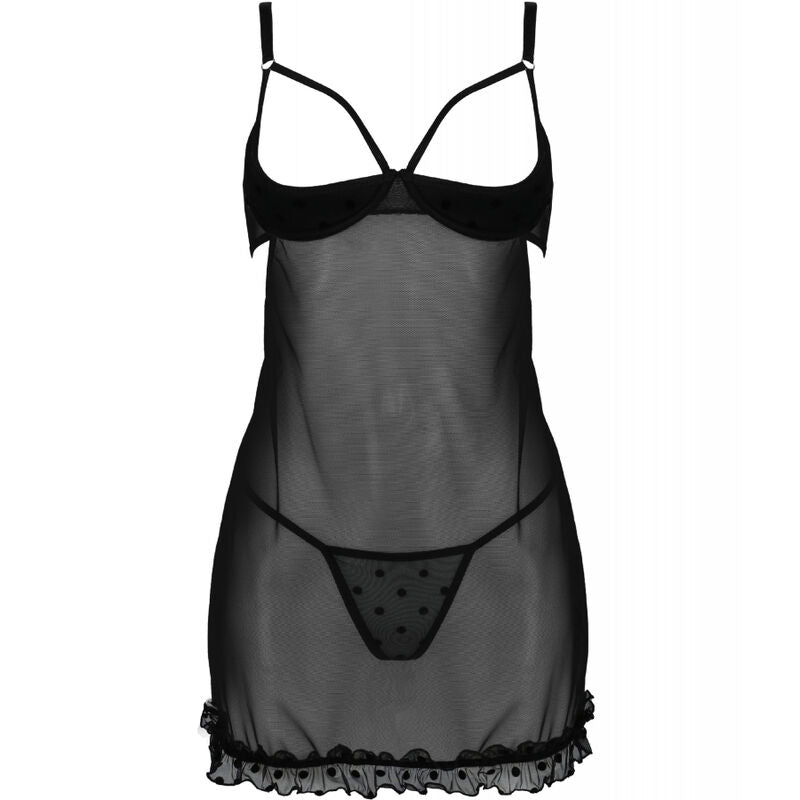 PASSION - CHEMISE MARINA ET STRING NOIR S/M
