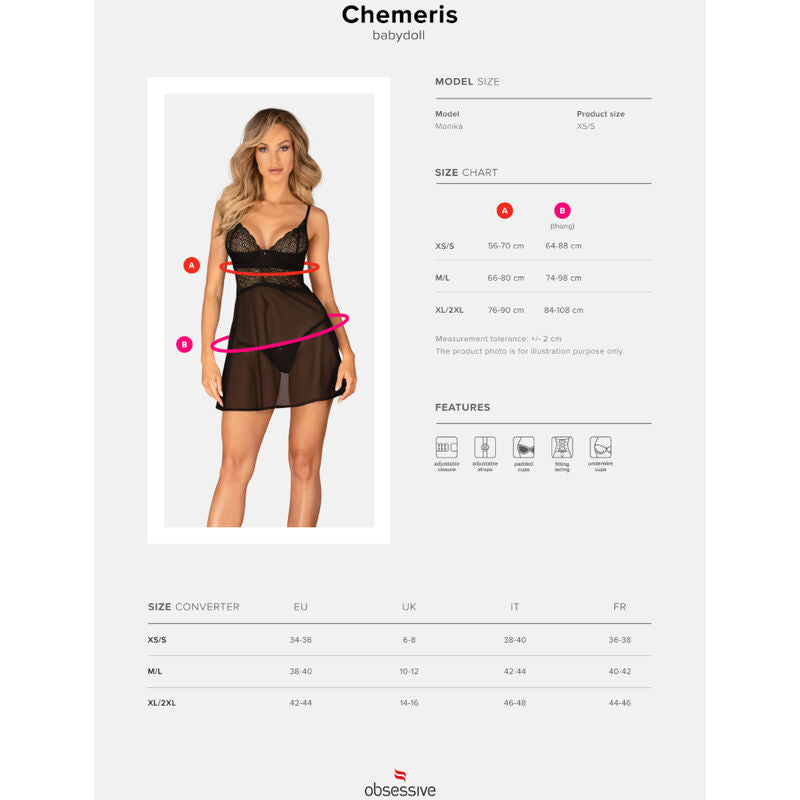 OBSESSIVE - ENSEMBLE BADYDOLL ET STRING CHEMERIS XS/S