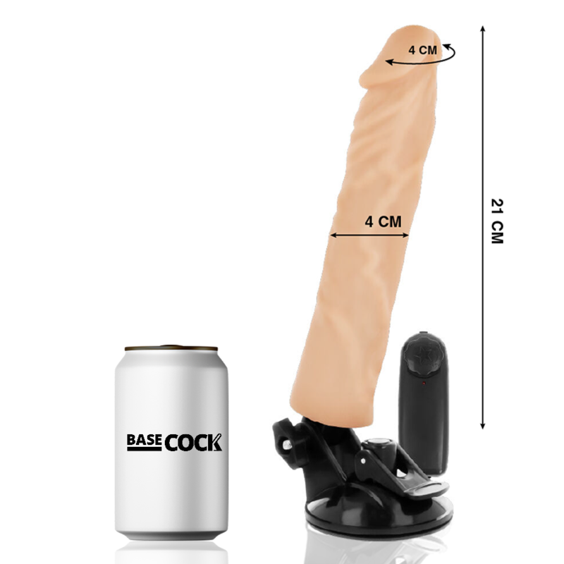 BASECOCK - VIBRATEUR RÉALISTE AVEC TÉLÉCOMMANDE NATURELLE 21 CM -OU- 4 CM
