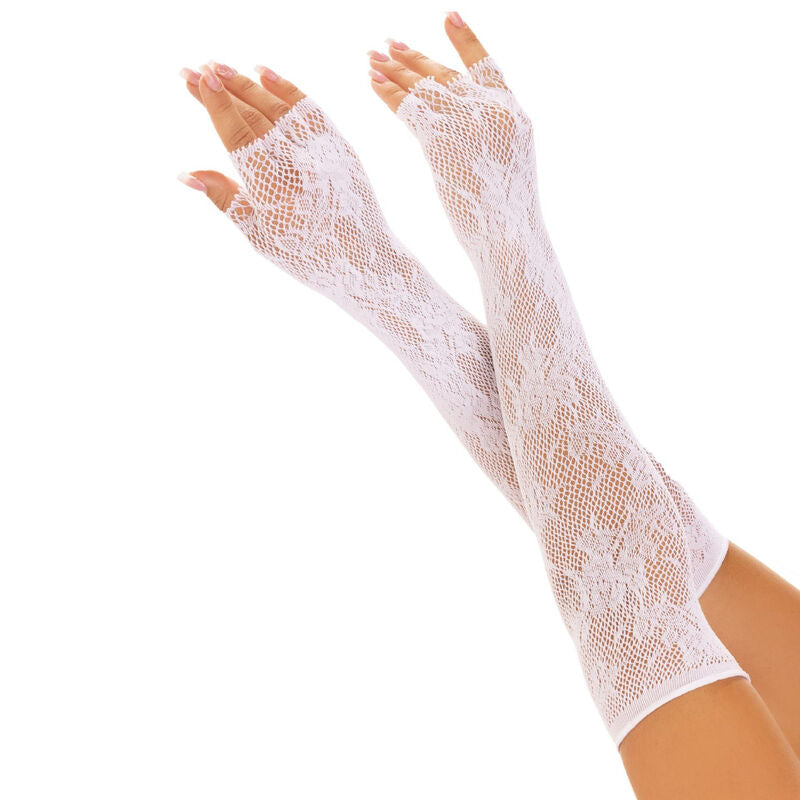 LEG AVENUE - GANTS SANS DOIGTS EN MAILLE FLEURIE NOIRE