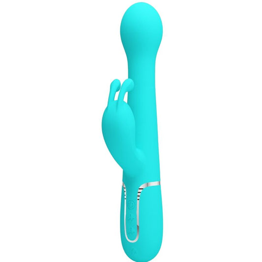 PRETTY LOVE - VIBRATEUR DEJON RABBIT 3 EN 1 MULTIFONCTION VERT D'EAU