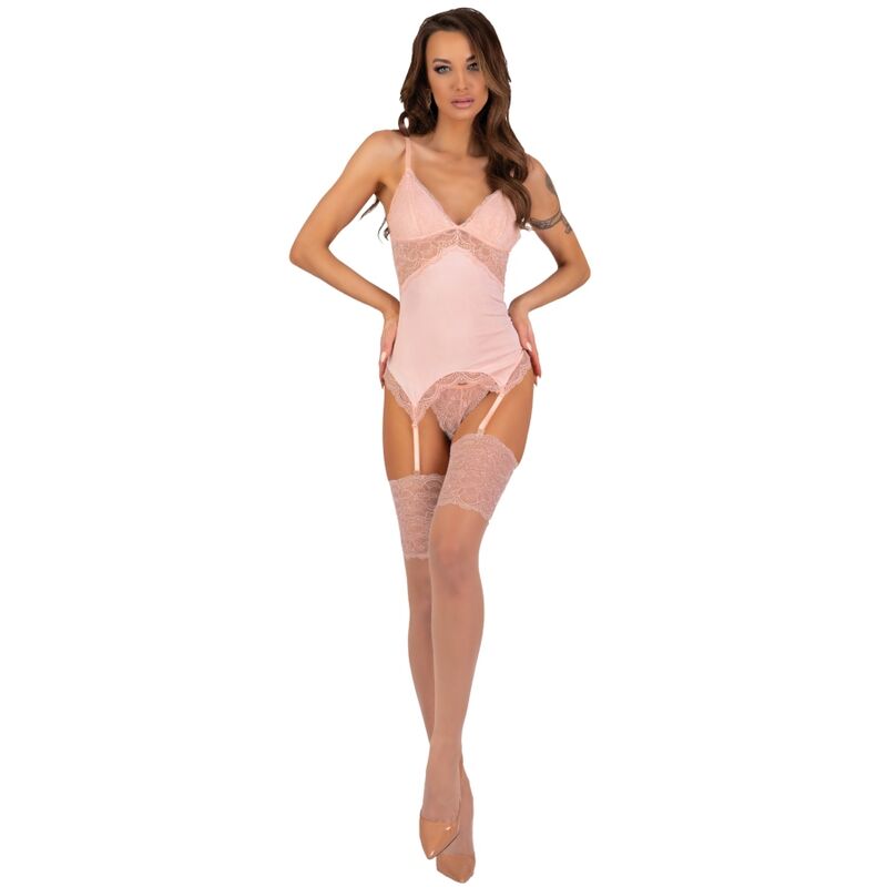 LIVCO CORSETTI FASHION - ENSEMBLE CORSET PERSINNE PÊCHE + SLIPS + CHAUSSETTES