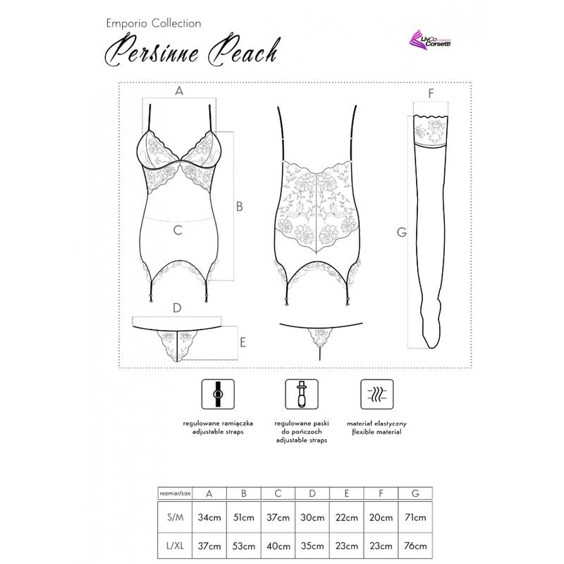 LIVCO CORSETTI FASHION - ENSEMBLE CORSET PERSINNE PÊCHE + SLIPS + CHAUSSETTES