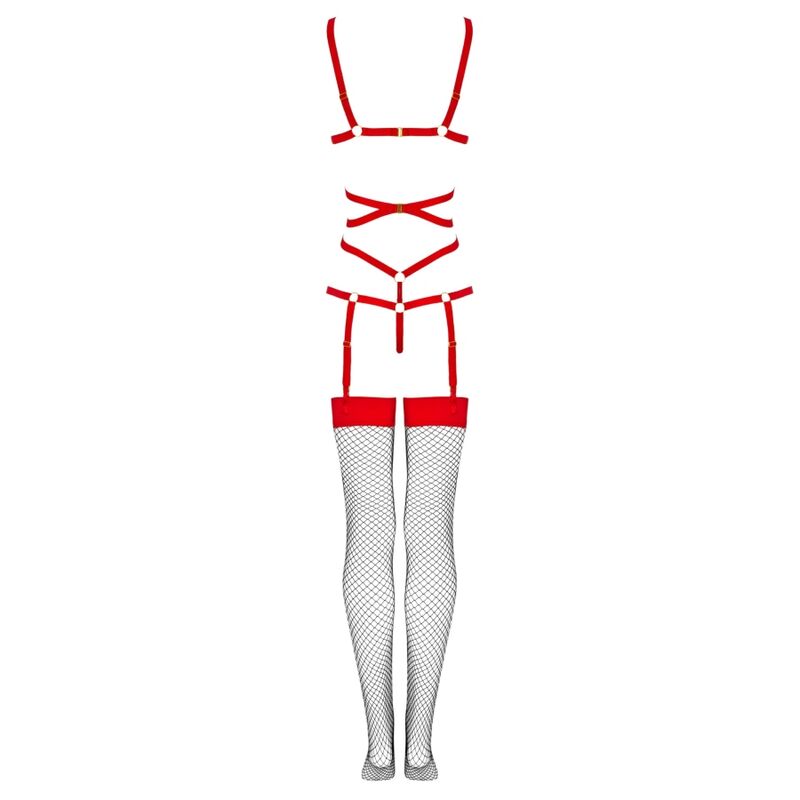 LIVCO CORSETTI FASHION - THIARA LC 20213 ENSEMBLE CORPS + CHAUSSETTES ROUGE S/M
