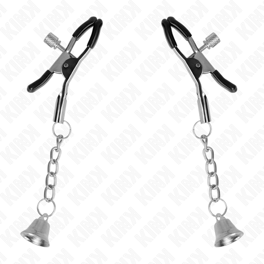 KINK - MORSETTI PER CAPEZZOLI CON CIONDOLO CAMPANELLA IN ARGENTO 6 CM