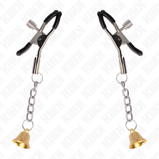 KINK - MORSETTI PER CAPEzzoli CON PENDENTE CAMPANELLA IN ORO 6 CM