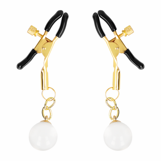 KINK - MORSETTI PER CAPEZZOLI CON PERLINE DI VETRO ORO 6 CM