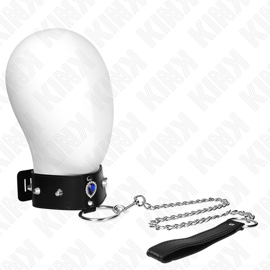 KINK - COLLIER 65 CM AVEC BRACELET RÉGLABLE DIAMANT BLEU 36-43 CM X 5 CM