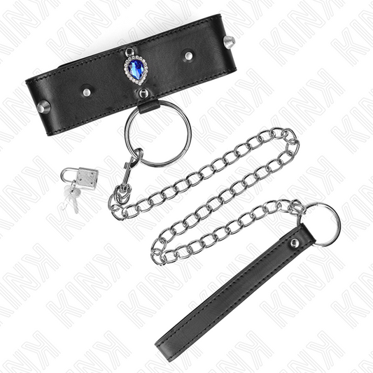 KINK - COLLIER 65 CM AVEC BRACELET RÉGLABLE DIAMANT BLEU 36-43 CM X 5 CM