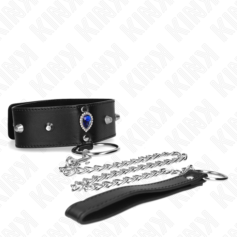 KINK - COLLIER 65 CM AVEC BRACELET RÉGLABLE DIAMANT BLEU 36-43 CM X 5 CM