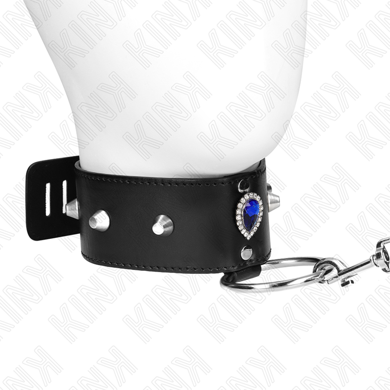 KINK - COLLIER 65 CM AVEC BRACELET RÉGLABLE DIAMANT BLEU 36-43 CM X 5 CM