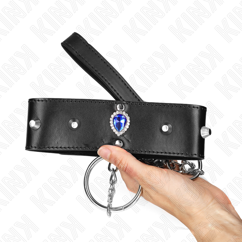 KINK - COLLIER 65 CM AVEC BRACELET RÉGLABLE DIAMANT BLEU 36-43 CM X 5 CM