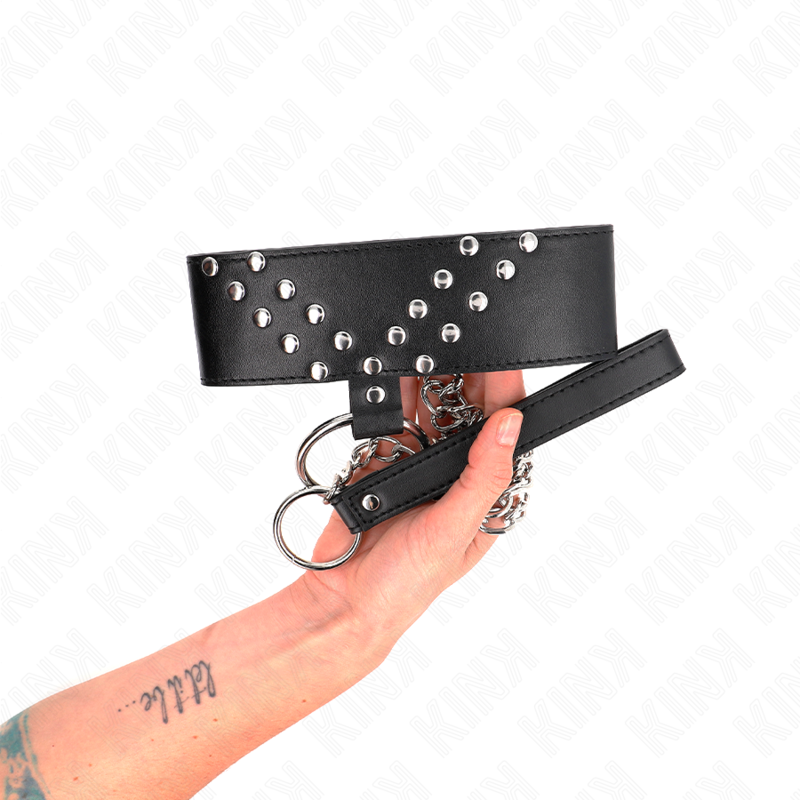 KINK - COLLIER AVEC CEINTURE 65 CM AVEC RIVET AV RÉGLABLE 36-43 CM X 5 CM