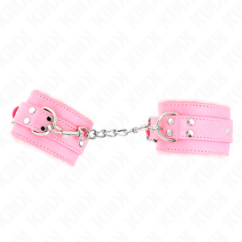 KINK - BRACELET REMBOURRÉ DE FOURRURE ROSE AVEC CEINTURE ROSE RÉGLABLE 17-29 CM X 6 CM