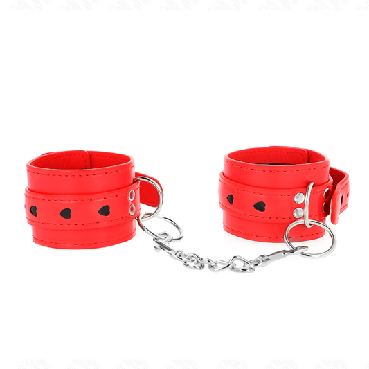 KINK - POIGNET ROUGE AVEC INCRUSTATION COEUR NOIR AJUSTABLE 21-28 CM X 5,5 CM