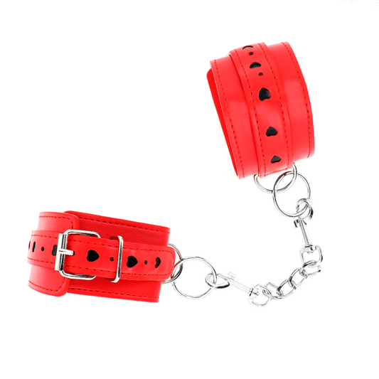 KINK - POIGNET ROUGE AVEC INCRUSTATION COEUR NOIR AJUSTABLE 21-28 CM X 5,5 CM