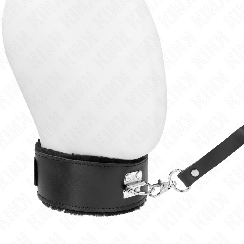 KINK - COLLIER CEINTURE 116 CM AVEC BRACELET EN CUIR NOIR RÉGLABLE 40-48 CM X 6 CM